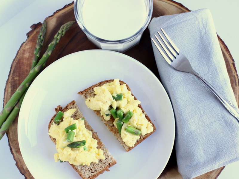 Ricotta Cheese & Asparagus Scrambled Eggs on Toast