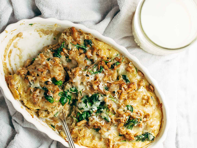 Creamy Spinach Potato Breakfast Casserole