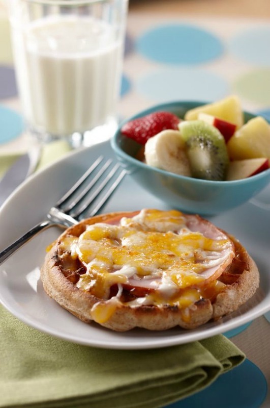 Open Faced Whole Wheat Waffle Sandwich