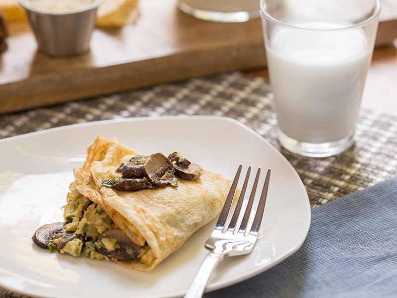 Spinach and Mushroom Breakfast Crepes