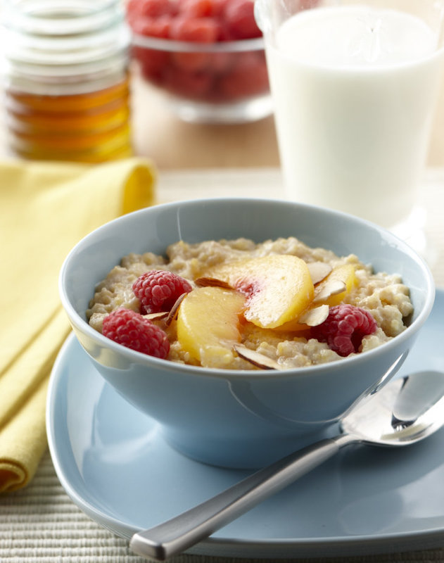 Honeyed Grits with Marinated Peaches