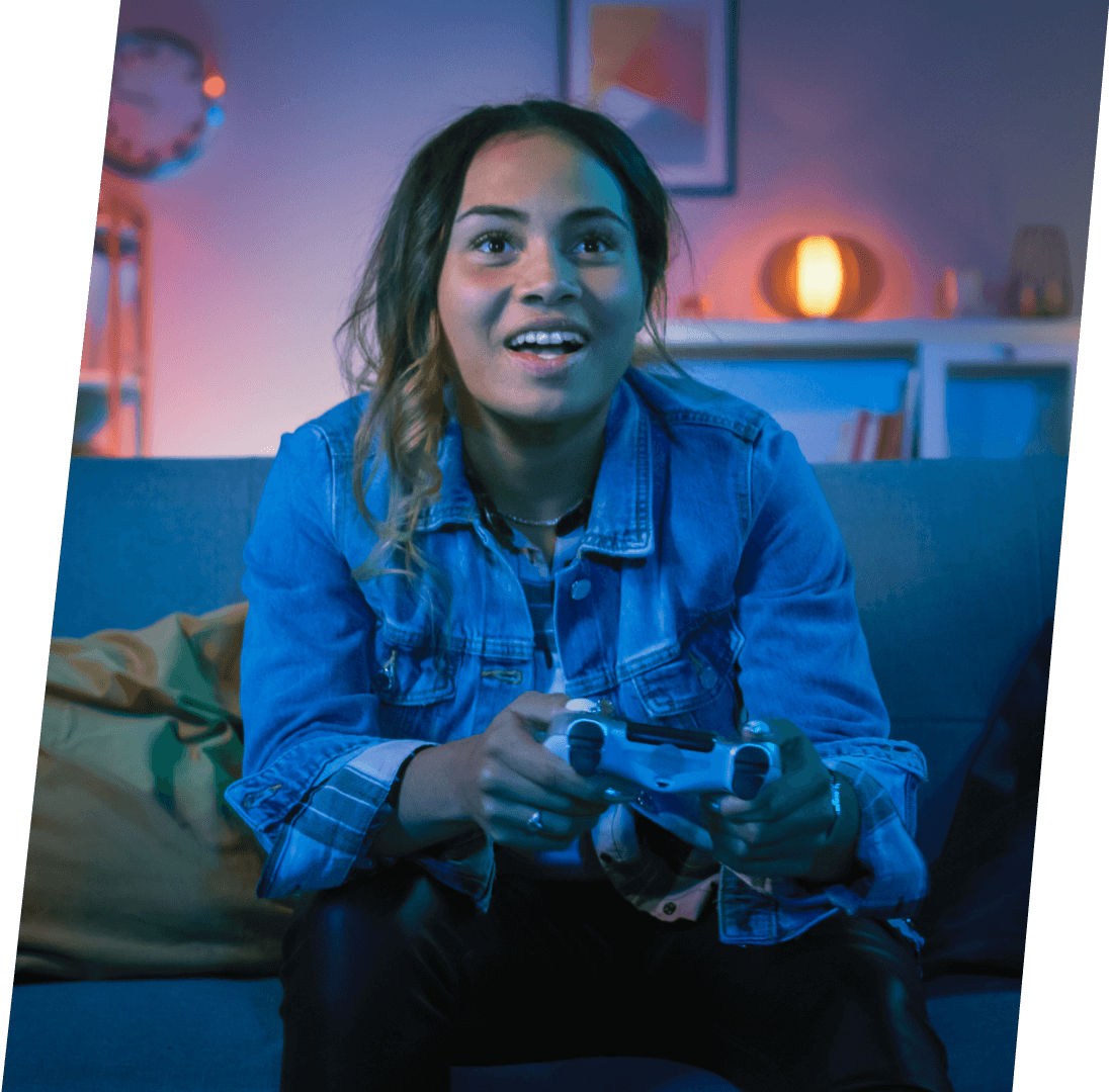 Girl playing video game
